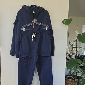 Men's Navy Hoodie and Cargo Jogger Set